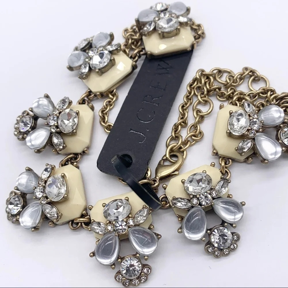 J. Crew Cream Jeweled Links Necklace NWT